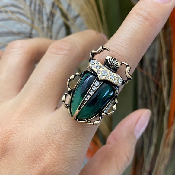 Vintage beetle Scarab bug Beetle open adjustable Ring - Picture 4 of 8